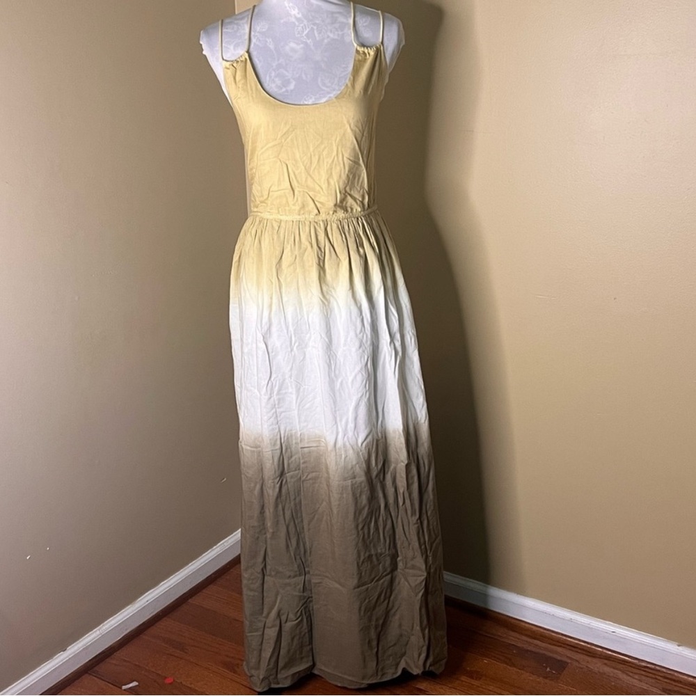 The Kooples 6/8 Long Gradient Khaki sleeveless dress with knit back size